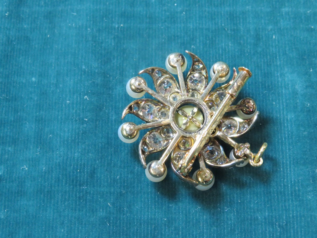 Broche-pendentif Perles et Diamants-photo-3