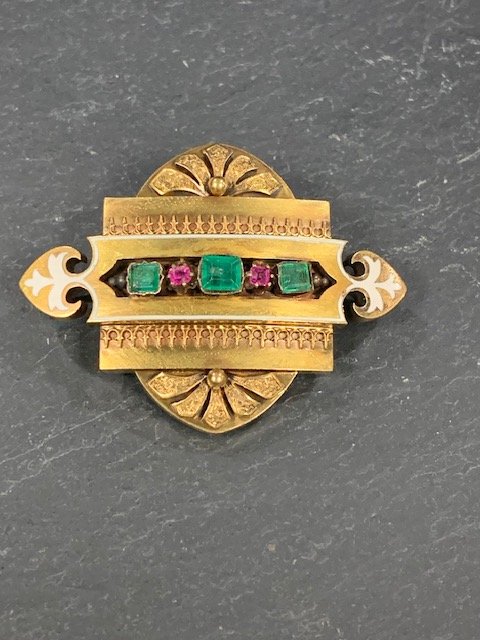 Gold And Enamel Brooch