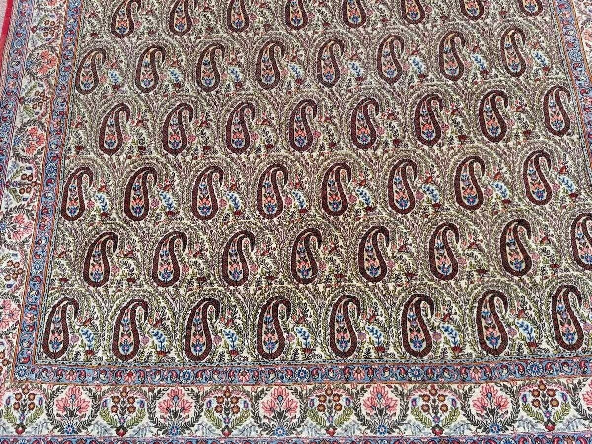 Wonderful Ghoum Rug In Kork Wool, 20th Century, Iran.-photo-3