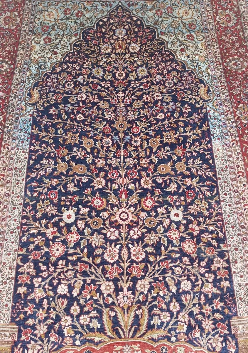 Tapis Teheran En Soie d'Origine Iranienne, Datant De l'ère Pahlavi  Vers 1920.-photo-4