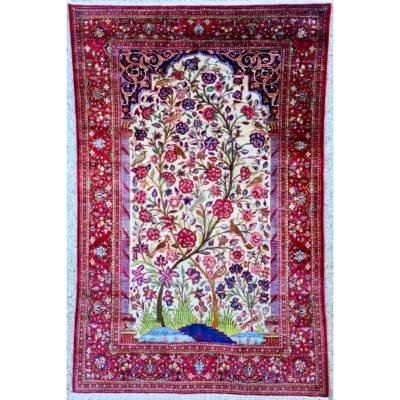 Tapis Kashan Dabir En Soie Qualité Extra Fin - Iran Vers 1920 