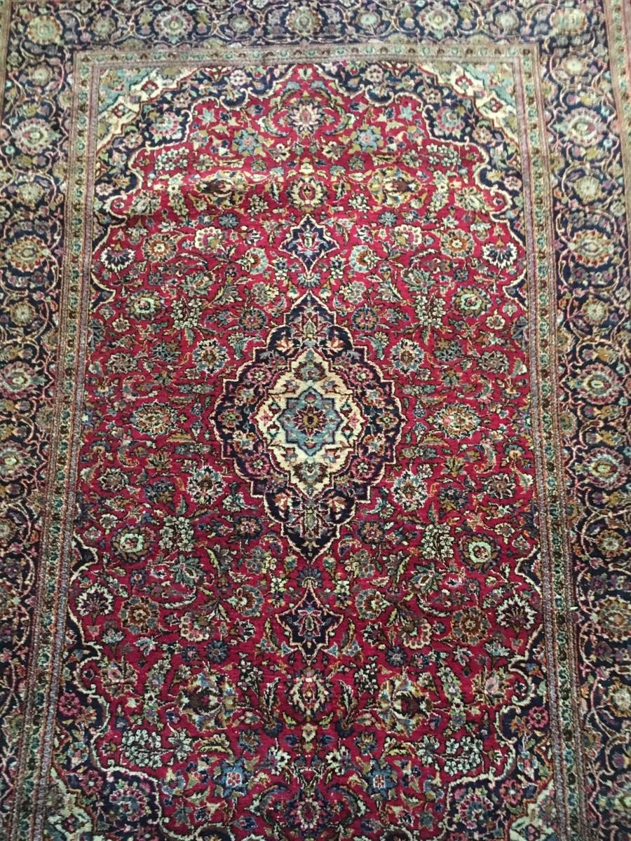 Tapis Kashan Conçus En Soie, Fin 19éme Siècle.-photo-4