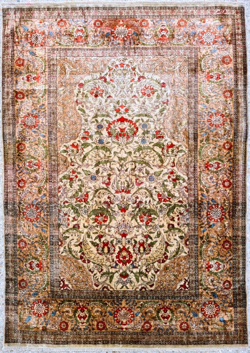 Hereke Carpet Made In Silk, Turkey, Year 1950.