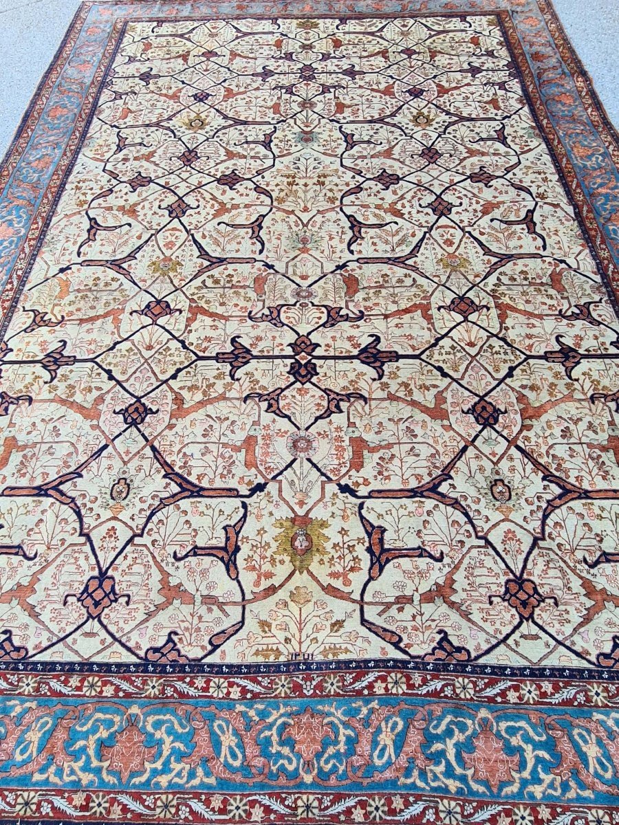 Rarissime Tapis Téhéran Réalisé En Soie, Iran,  Daté 1892.-photo-4