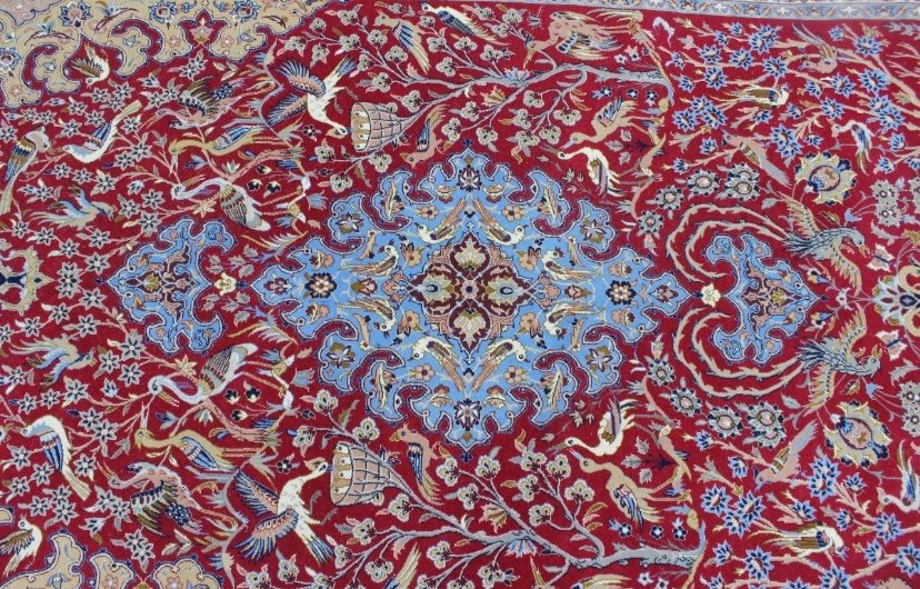 Tapis Ispahan Fait En Laine Et Soie, Iran, 20ème Siècle.-photo-4