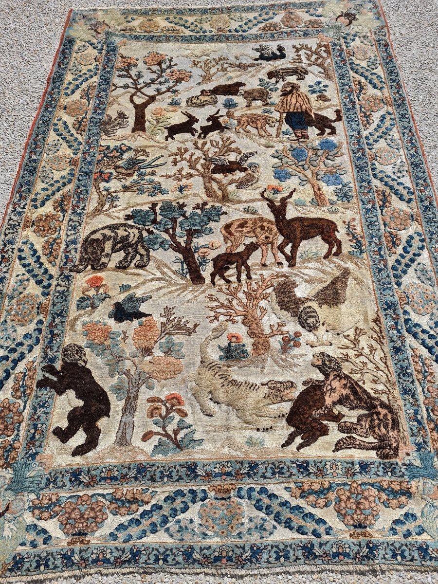 Tapis Tabriz Soof Fait En Soie, 1 Seul Exemplaire, Iran, Année 1920.-photo-8