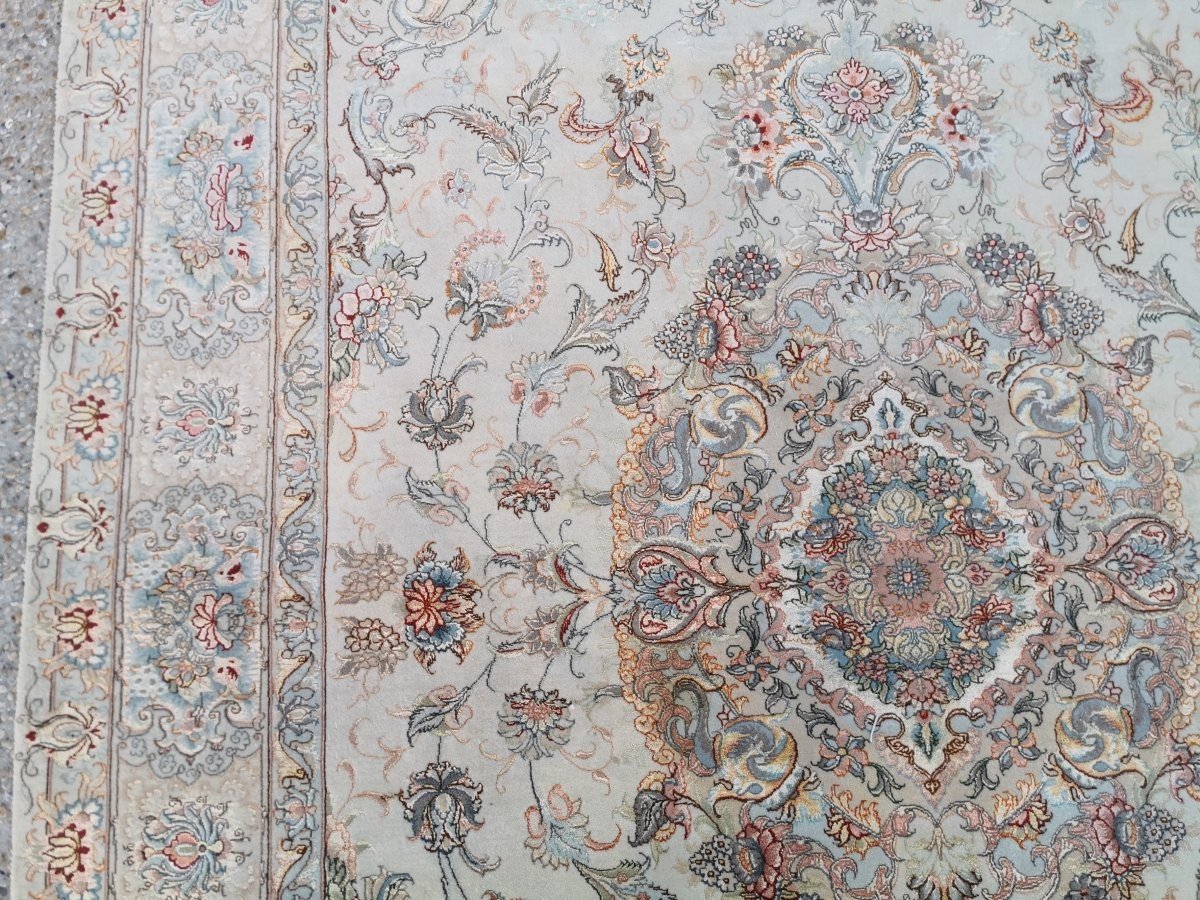 Tapis Tabriz Conçus En Laine Et Soie, Iran, Epoque Du Shah-photo-3