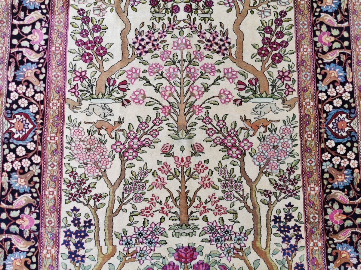 Tapis Teheran Fait En Laine, 19ème Siècle.-photo-3