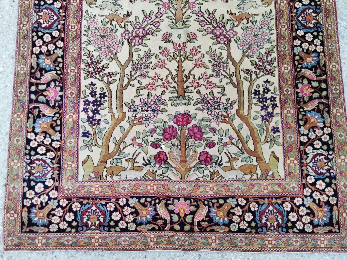 Tapis Teheran Fait En Laine, 19ème Siècle.-photo-4