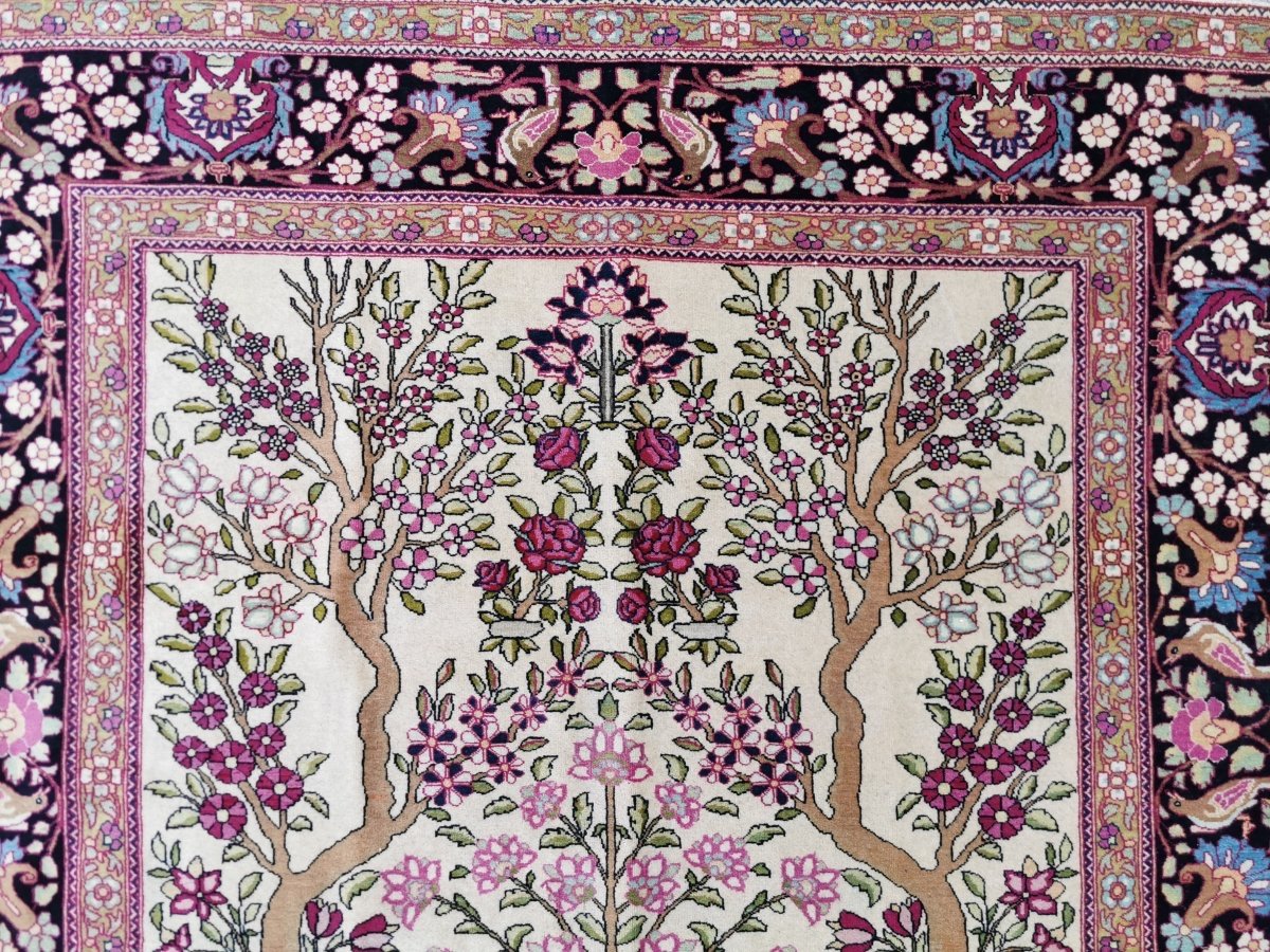 Tapis Teheran Fait En Laine, 19ème Siècle.-photo-5