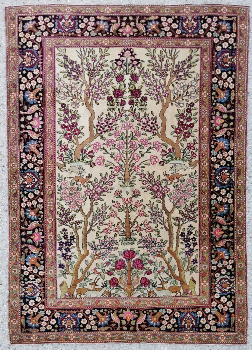 Tapis Teheran Fait En Laine, 19ème Siècle.