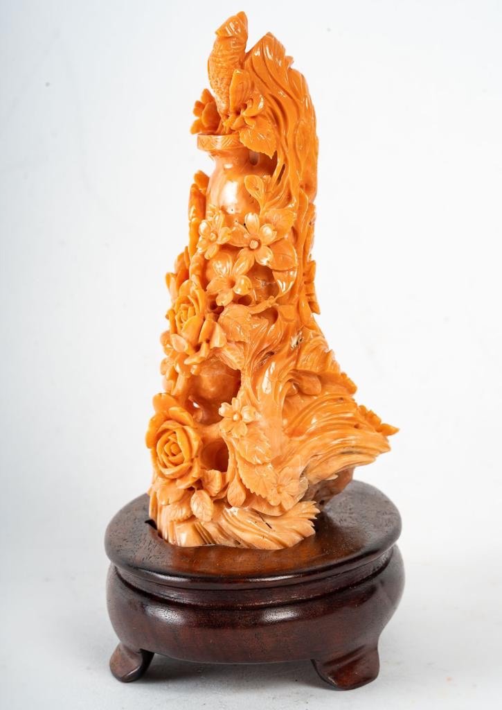 Lovely Orange Coral Vase, China, Year 1940.-photo-2