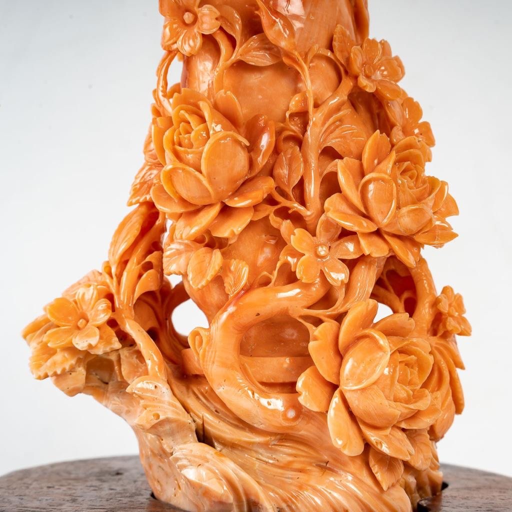 Lovely Orange Coral Vase, China, Year 1940.-photo-6