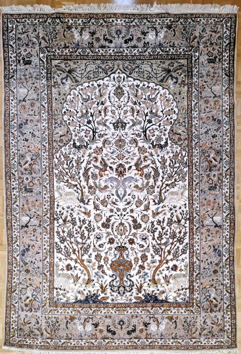 Isfahan Rug In Wool And Silk, Iran, Shah Period.