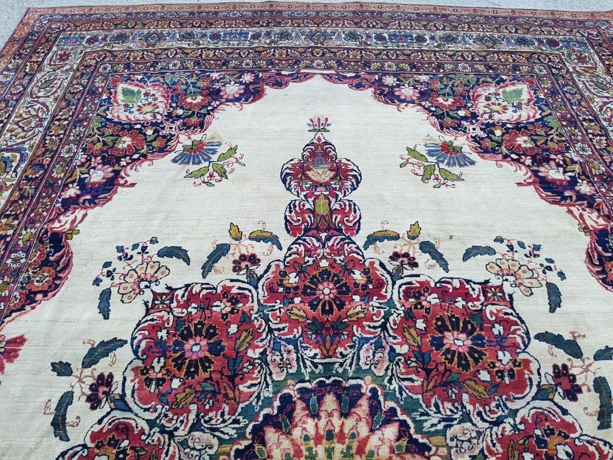 Majestic Kirman Laver Carpet In Wool, Persia, Circa 1870.-photo-7