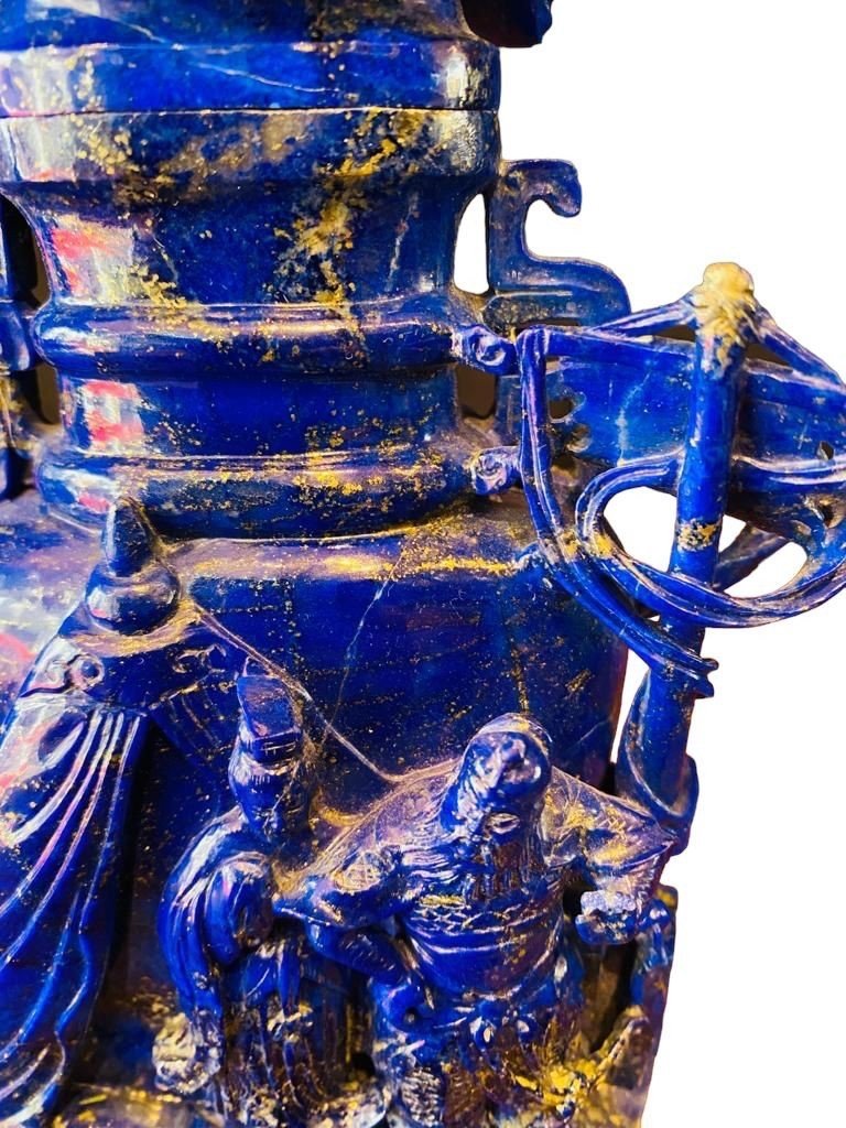 Brûle-parfum Fait En Lapis-lazuli De L’empereur, Art d'Asie-photo-2