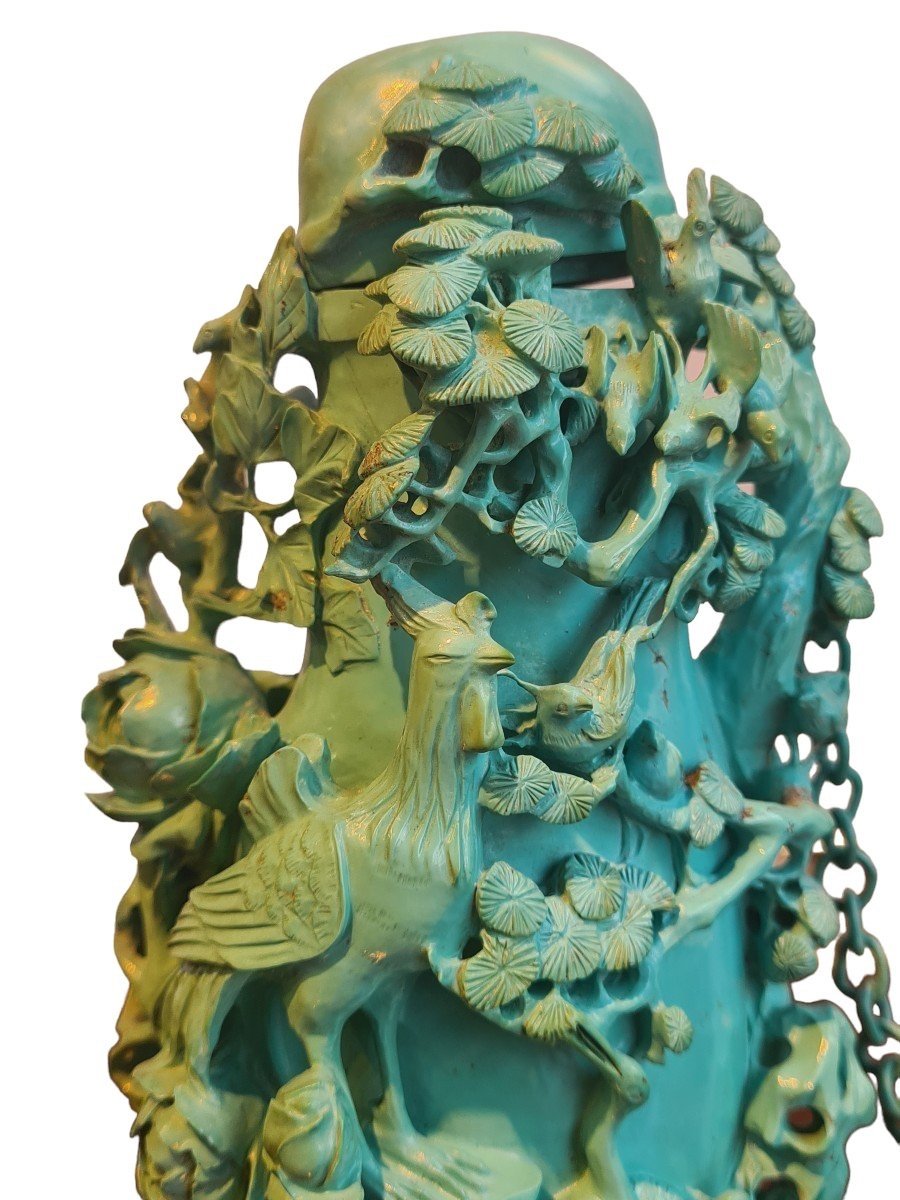 Rare Turquoise Vase, Beijing, 20th Century.-photo-1