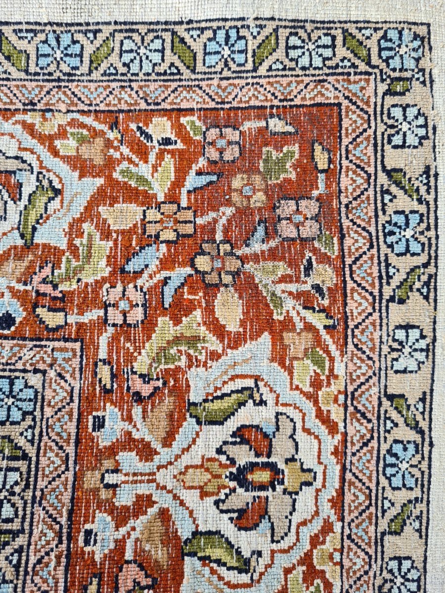 Tapis Ghoum Fait En Soie, Iran, époque Du Shah Vers 1960-photo-1