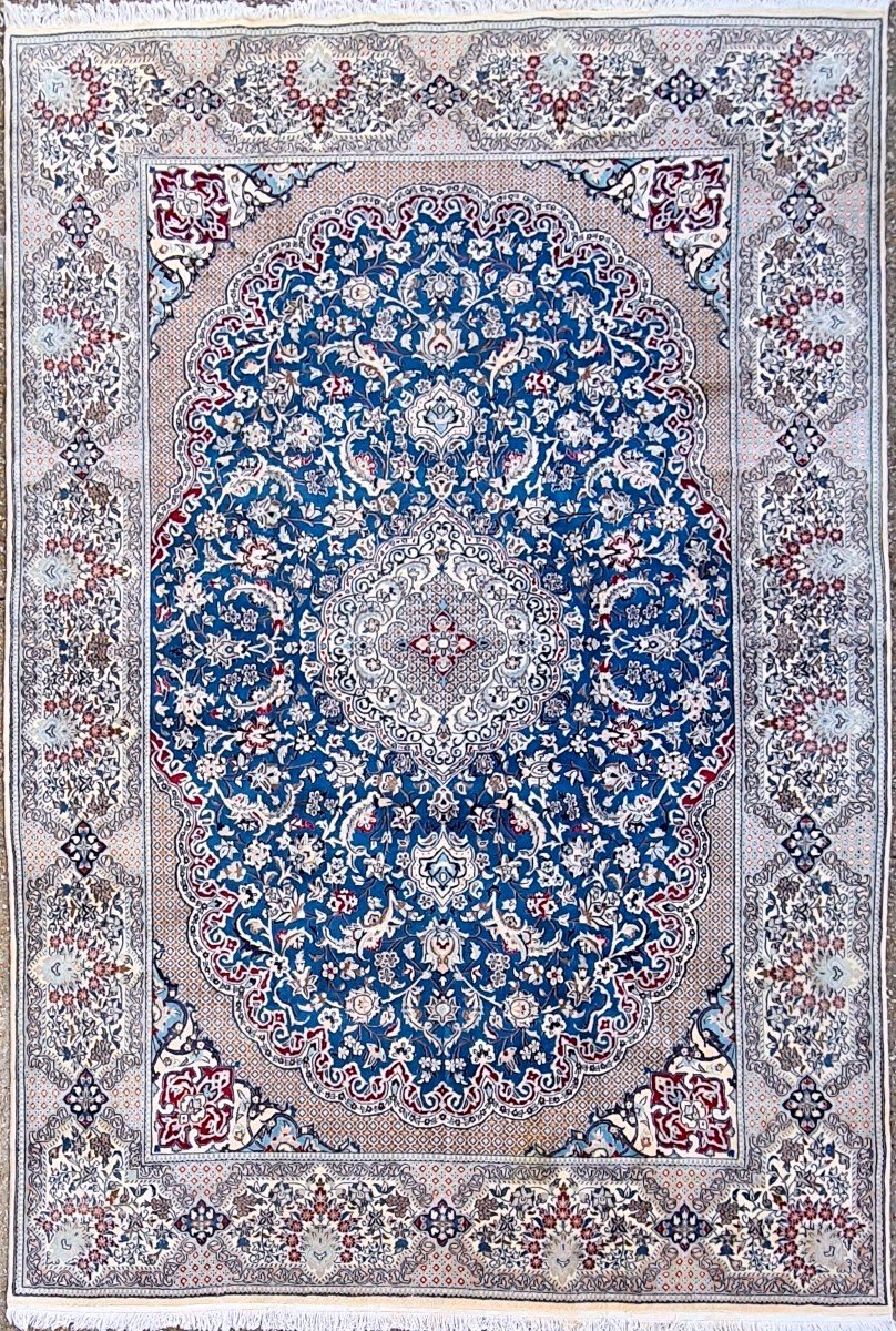 Tapis Naïn  En Laine Et Soie, Iran, époque Du Shah 