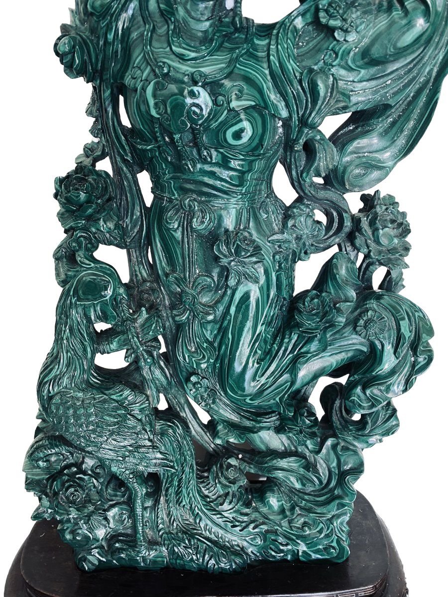 Pierre En Malachite “ Déesse Du Printemps“, Pékin, 20éme Siècle.-photo-3