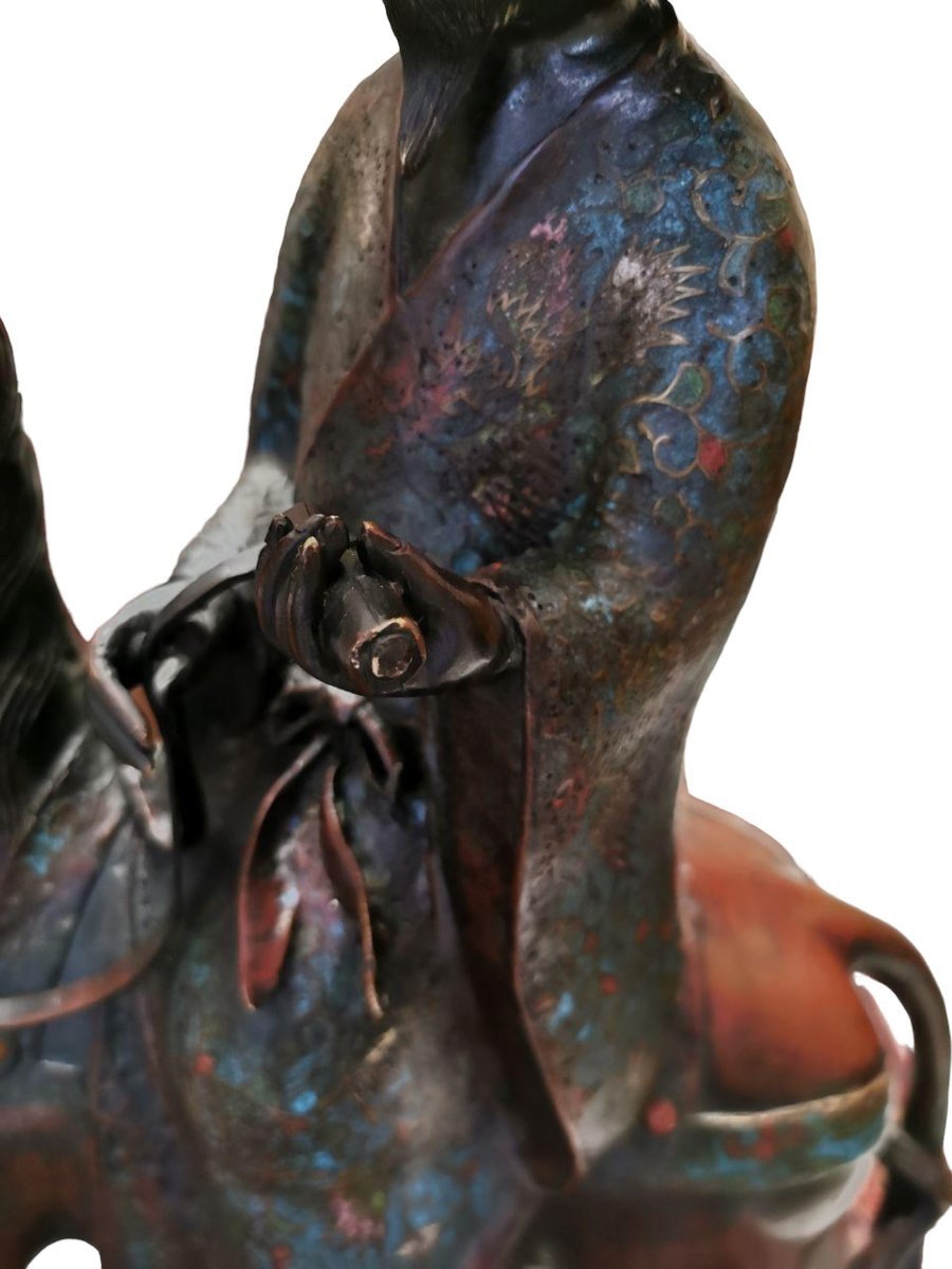 Cloisonné Bronze "toba", Japan, Antiquity From The 19th Century.-photo-1