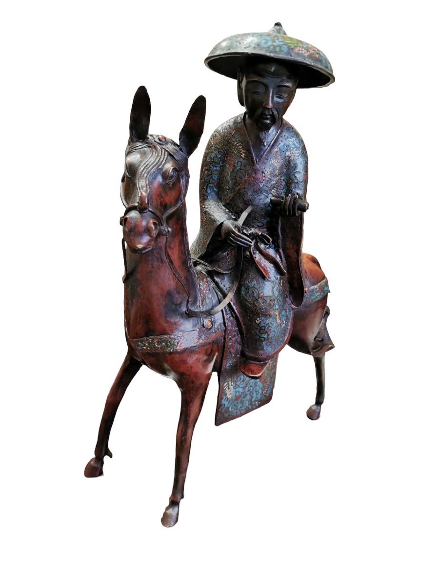 Cloisonné Bronze "toba", Japan, Antiquity From The 19th Century.-photo-3
