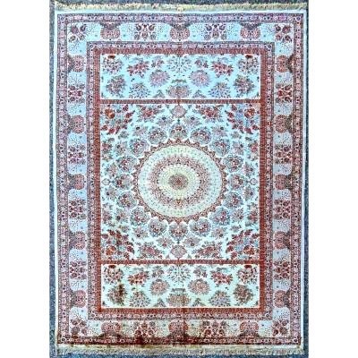 Ghoum Carpet Made In Silk, Iran, Antique From The 20th Century-photo-7