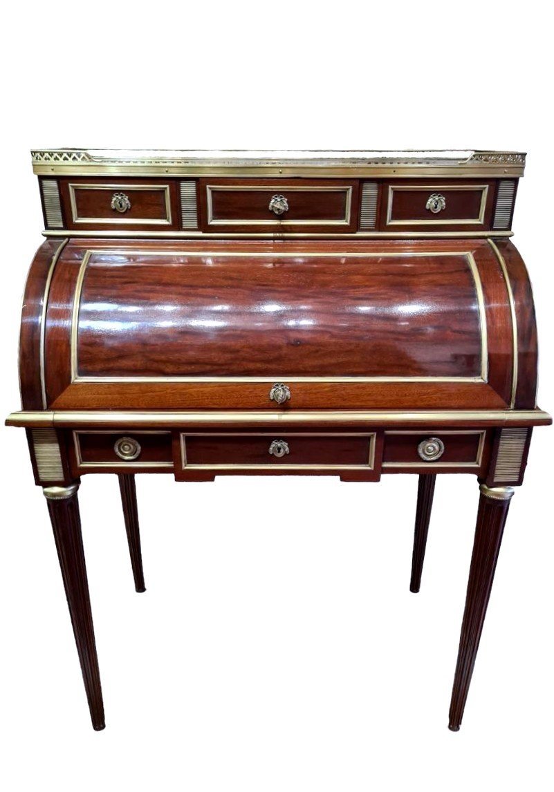 Sormani Cylinder Desk, Mahogany, France, 19th Century Antique.