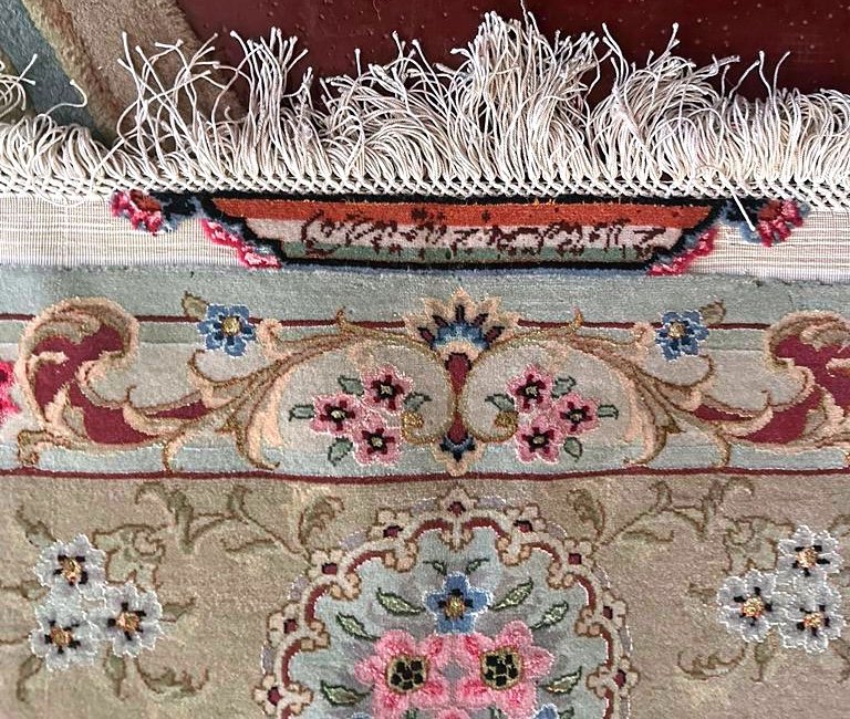 Fin Tapis Tabriz En Laine Signé, Atelier Du Maitre Vallai, Vers 1960-photo-6