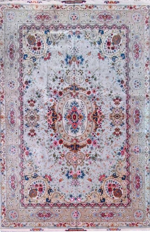 Fin Tapis Tabriz En Laine Signé, Atelier Du Maitre Vallai, Vers 1960