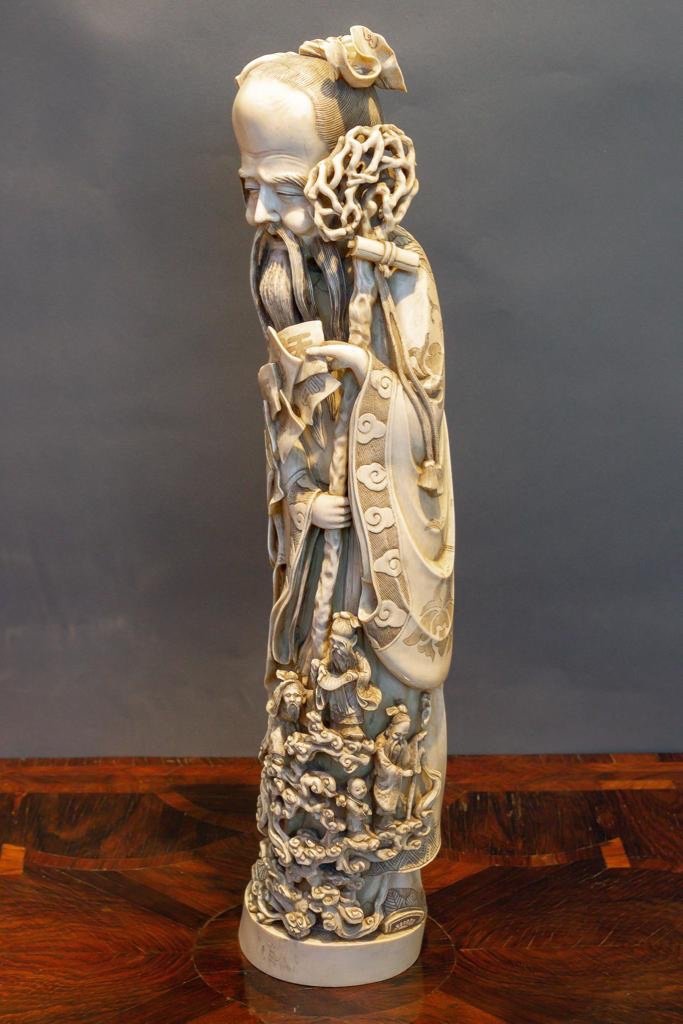 Okimono In Ivory, 19th Century.-photo-1