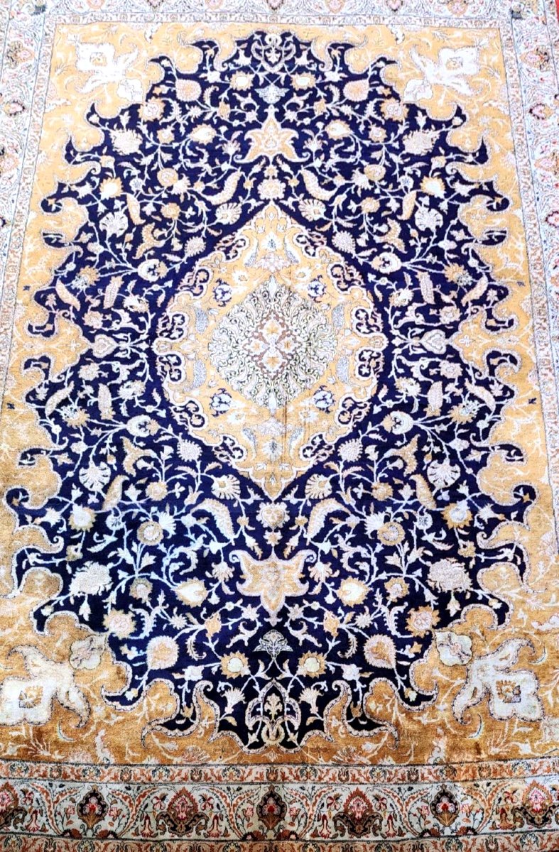 Ghoum Silk Carpet, Iran, Shah Period Circa 1960-photo-2