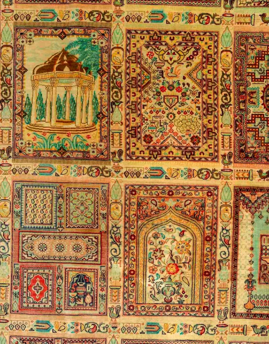 Tapis Ghoum En Soie, Iran, Signé ,Vers 1960-photo-2