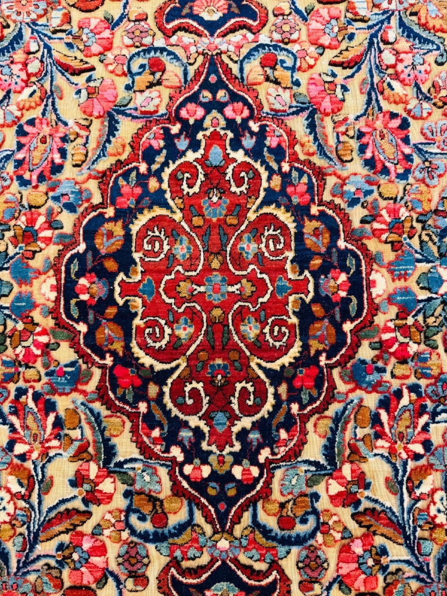 Tapis Kachan Soof en Soie et Relief – Iran, Début 20e Siècle-photo-7