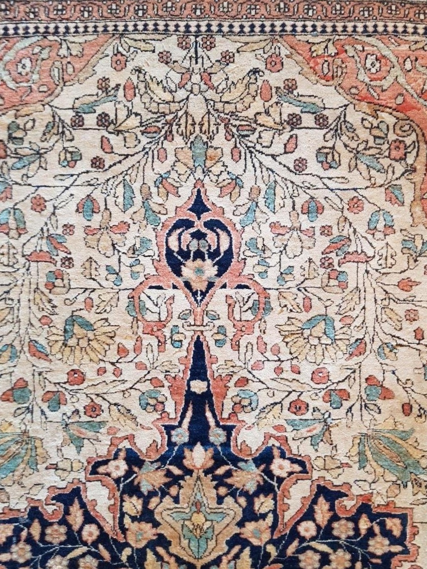 Antique Persian Kashan Mortachem Wool Kork Rug - Late 19th Century-photo-3