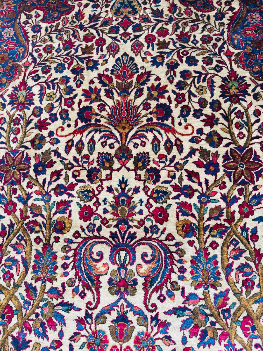 Natural Silk Kashan Rug - Dabir Workshop, Circa 1930-photo-3