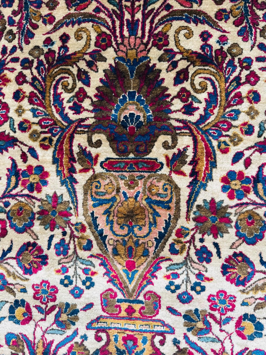 Natural Silk Kashan Rug - Dabir Workshop, Circa 1930-photo-4