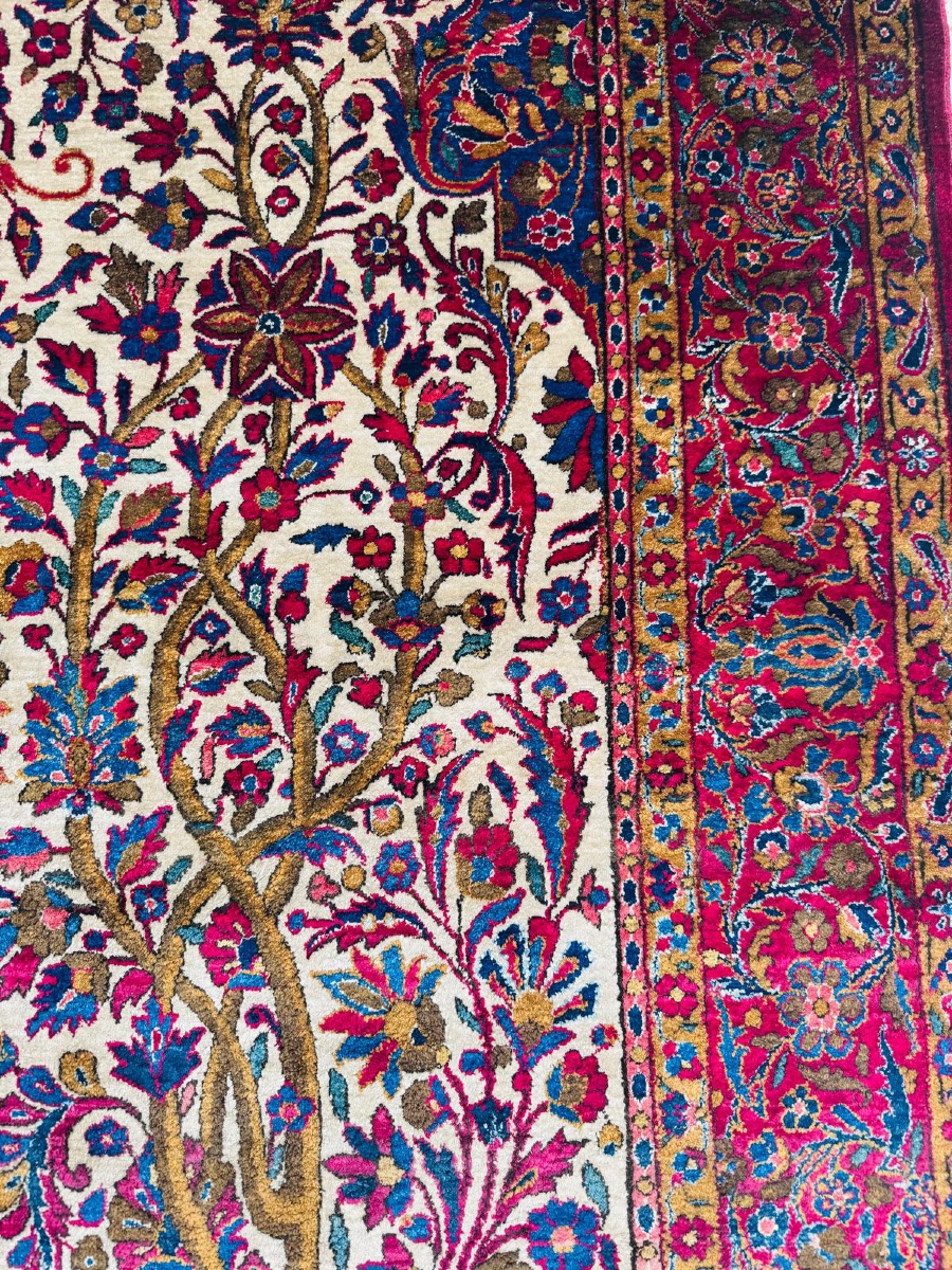 Natural Silk Kashan Rug - Dabir Workshop, Circa 1930-photo-2