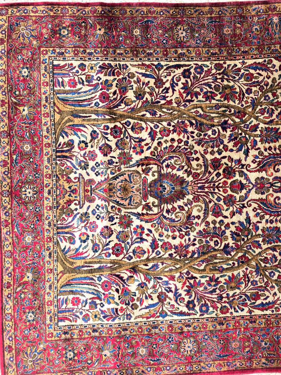 Natural Silk Kashan Rug - Dabir Workshop, Circa 1930-photo-3