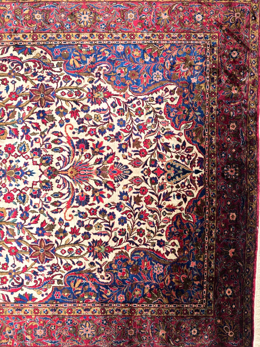 Natural Silk Kashan Rug - Dabir Workshop, Circa 1930-photo-4