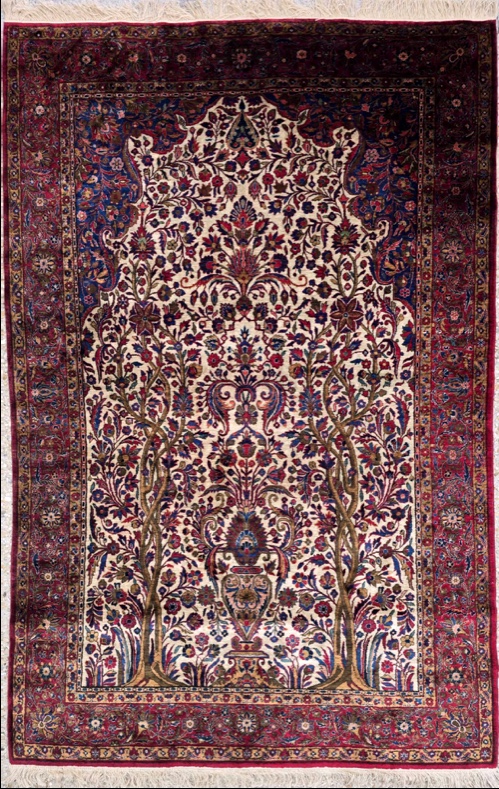 Natural Silk Kashan Rug - Dabir Workshop, Circa 1930