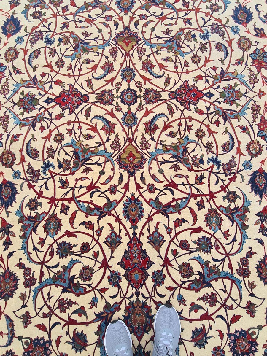 Important Isfahan In Iran Wool Circa 1950 Shah Period-photo-4