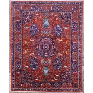 Beau Tapis Meched Fait En Laine, Iran, Année 1930.