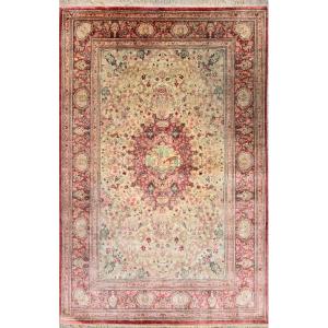 Rare Ghoum Silk Carpet From The Shah Period, Iran, Circa 1970