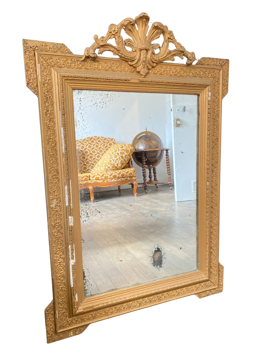 Large Gilded Mirror From The Napoleon III Period - 70cm X 100cm