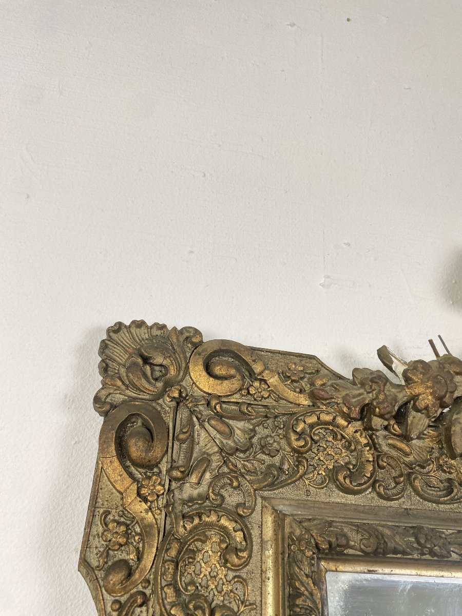 Napoleon III Mirror In Wood And Stucco Gilded With Gold Leaf - 70x110cm - 19th Century-photo-1