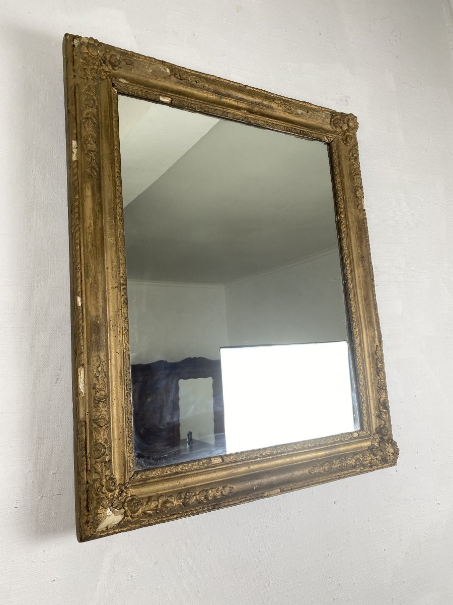 Miroir Mural Napoléon III en Bois Doré et Stuc - Fin XIXème-photo-2