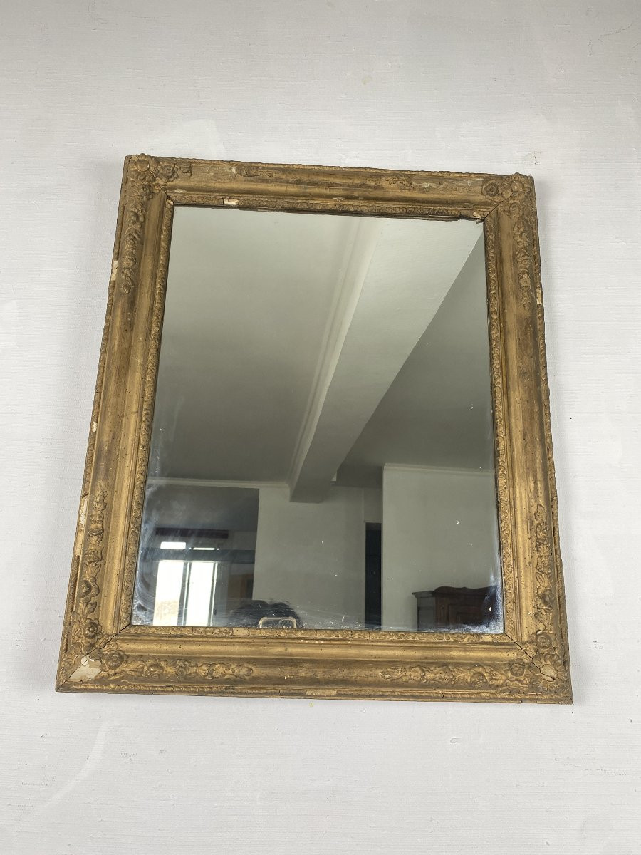 Miroir Mural Napoléon III en Bois Doré et Stuc - Fin XIXème-photo-3