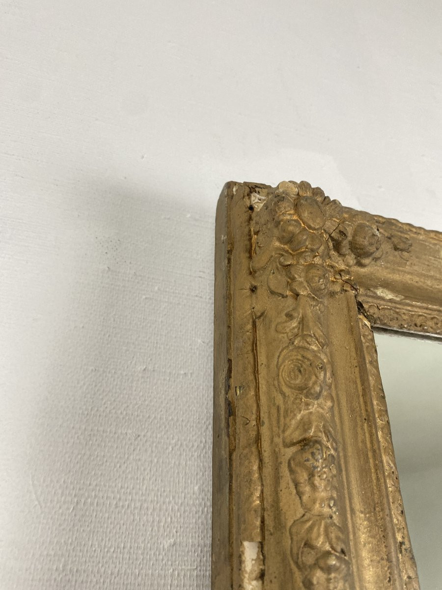 Miroir Mural Napoléon III en Bois Doré et Stuc - Fin XIXème-photo-2