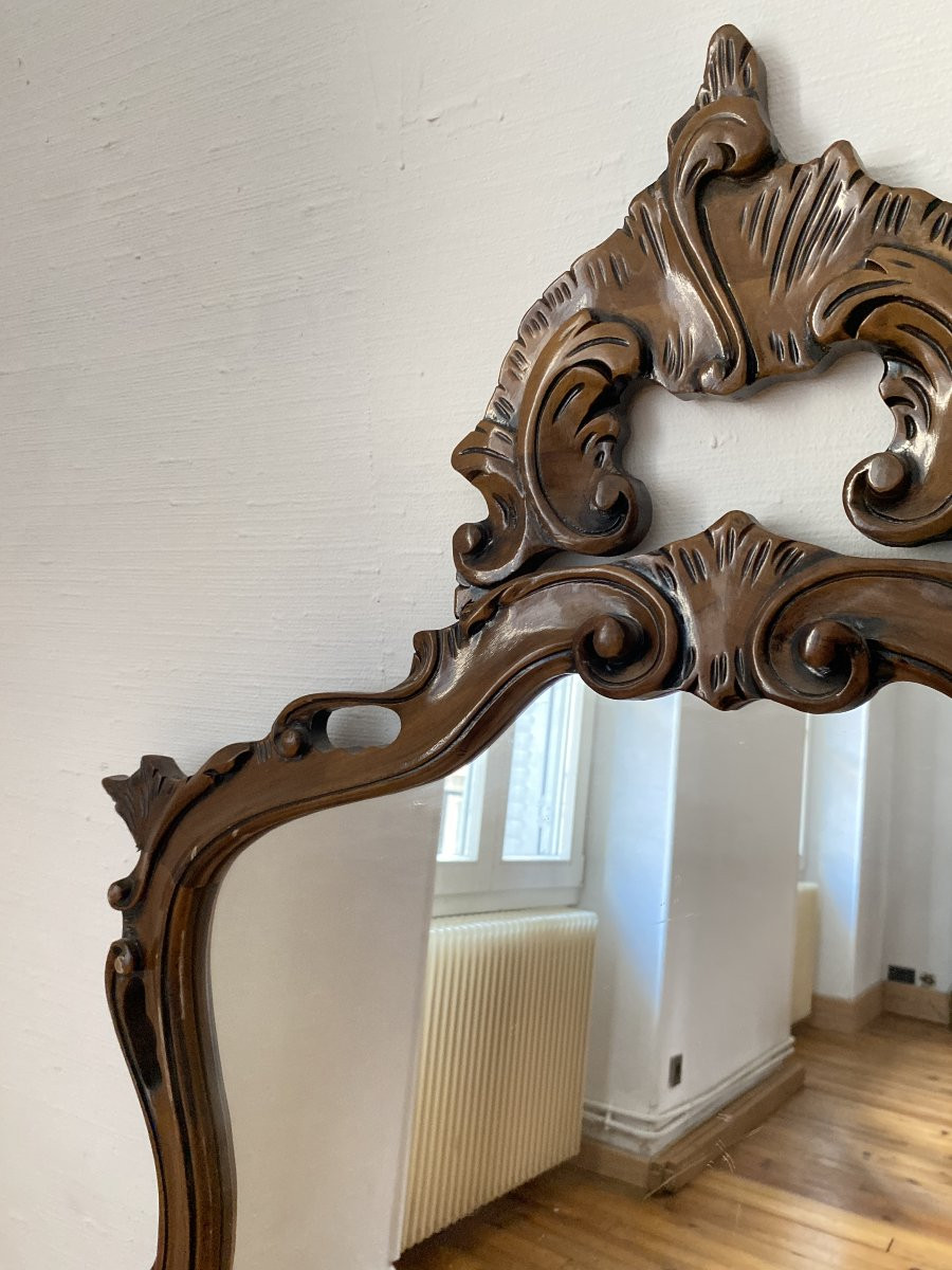 Miroir de style Rocaille en bois sculpté, Circa 1960 - 80x135 cm-photo-3